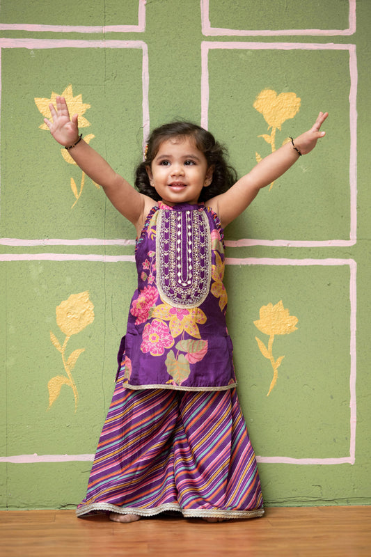 Purple Printed Palazzo Set