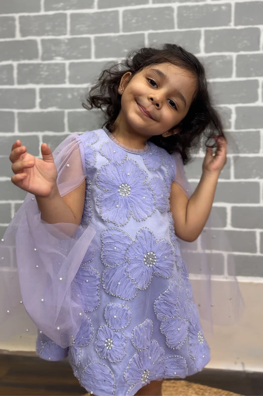 Lilac Flower Cape Dress