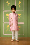 Onion Pink Sequins Nehru Set