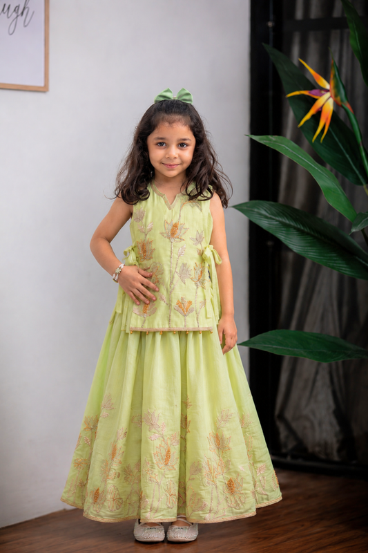 Green Bib Ghagra