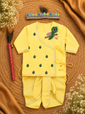 Yellow Morpankh Embroidered Kanha Kurta Dhoti