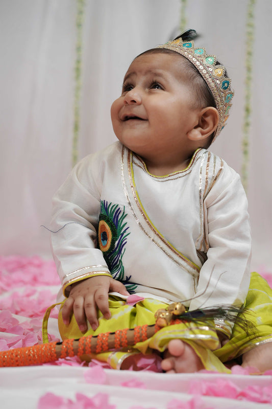 Green Bandhej Morpankh Set