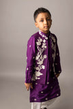 Purple, White Pearl Embroidered Nehru with Kurta Churidaar