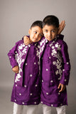 Purple, White Pearl Embroidered Nehru with Kurta Churidaar