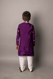 Purple, White Pearl Embroidered Nehru with Kurta Churidaar