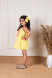Peach Yellow One Shoulder Bow Dress