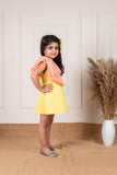 Peach Yellow One Shoulder Bow Dress