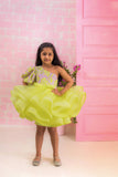 Lilac Green One Shoulder Ruffle Dress