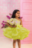 Lilac Green One Shoulder Ruffle Dress