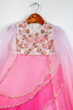 Pink Ombre Shaded Embroidered Flower Ghaghra