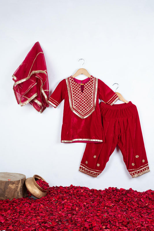 Rani Pink Embroidered Patiala Set
