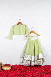 Light Green Gota Embroidered Blouse with Double Layered Ghaghra