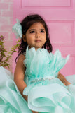 Sea Blue Feather Ruffle Dress
