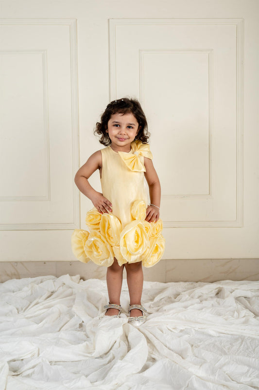 Yellow Organza Flower Dress