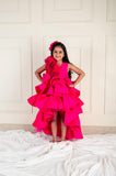 Hot Pink Rose High Low Gown