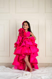 Hot Pink Rose High Low Gown