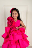 Hot Pink Rose High Low Gown