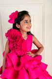 Hot Pink Rose High Low Gown