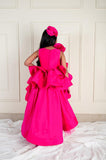 Hot Pink Rose High Low Gown
