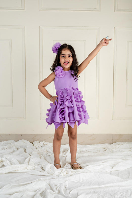 Lilac Scuba Frill Dress