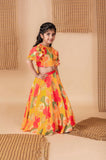 Ochre Floral Printed Ghaghra set