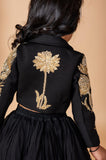 Black hand Dori Embroidered Bird Ghaghra Jacket Set