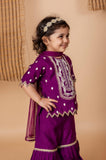 Purple Sharara with hand done Pearl and Sequins Embroidery