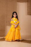Fun embroidery Yellow Bandhej Ghaghra