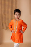 Orange embroidered kurta