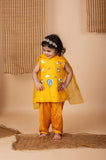 Fun Embroidery Yellow Bandhej Suit