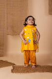 Fun Embroidery Yellow Bandhej Suit