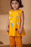Fun Embroidery Yellow Bandhej Suit