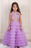 Lilac frill embroidery Ghaghra