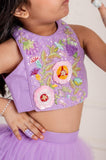 Lilac frill embroidery Ghaghra
