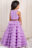 Lilac frill embroidery Ghaghra