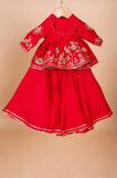 Red heavy embroidery peplum ghaghra