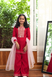 Red Knot Embroidery Palazzo set
