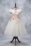 Luxury Satin Hand Embroidered Bow Embroidered Dress With Delicate Flowers