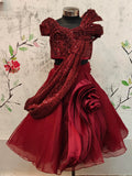 Maroon Sequinced Drape Ghaghra