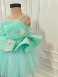 Sea Themed Green Sequins Mermaid Drape Dress