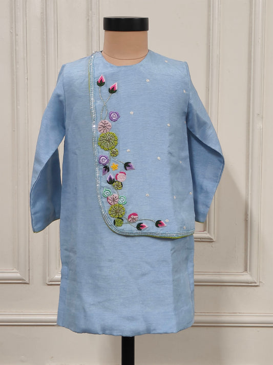 Blue Emroidery Kurta Churidar