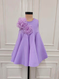 Lilac Neoprene Floral A-Line Dress with a Pattern