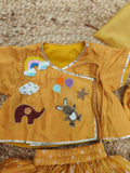Fun Embroidered Yellow Bandhej Jaamna