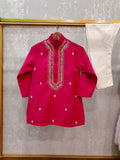 Pink Kurta with hand done Pearl and Sequins Embroidery