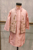 The Pink Shimmery Kurta Set with Cutdana embroidery On The Jacket