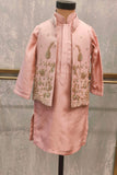 The Pink Shimmery Kurta Set with Cutdana embroidery On The Jacket