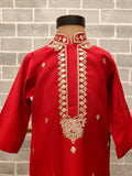 Red Knot Embroidery Kurta