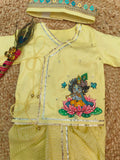 Yellow Handpainted Kanha Boy Jaamna
