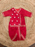 Red Lotus Embroidered Boy Jaamna