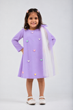 Lilac Butterfly Dress With a Cute Bow On The Shoulder